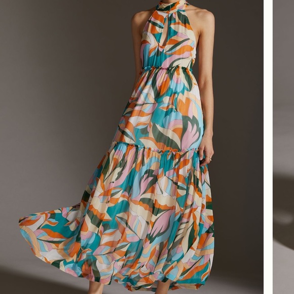 Anthropologie Dresses & Skirts - Anthropologie Maeve keyhole halter maxi dress